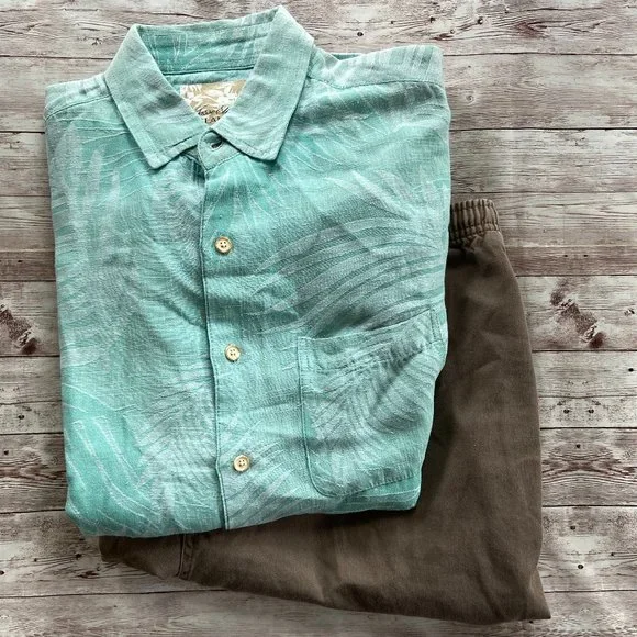 Tasso Elba Island Green Shirt & Zonz Brown Short Men's Bundle - Picture 7 of 16